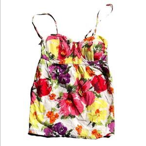 LAUREN CONRAD Floral Print Sleeveless Blouse W/ Elastic Back & Underwire Size M